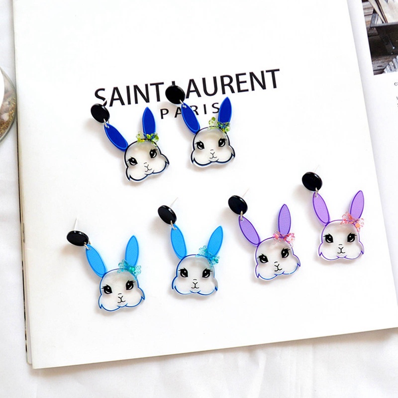 Fancyqube Korea Fashion Kelinci Lucu Statement Anting Akrilik Untuk Wanita Aesthetic Hewan Liontin Aksesoris