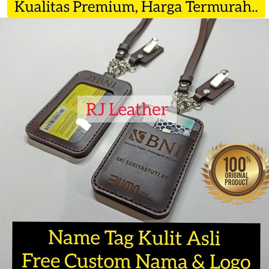 

ID CARD HOLDER KULIT ASLI CUSTOM LOGO DAN NAMA, NAME TAG KULIT ASLI LOGO BANK BNI TERLARISS...,,,,,