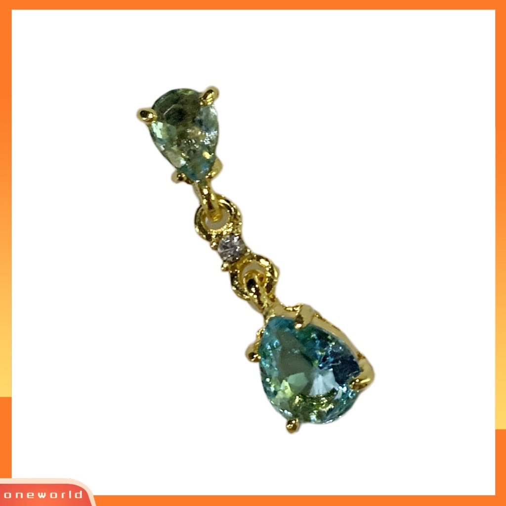 [WONE] Elegan Wanita Faux Gemstone Waterdrop Anting Pengantin Pernikahan Pertunangan Perhiasan
