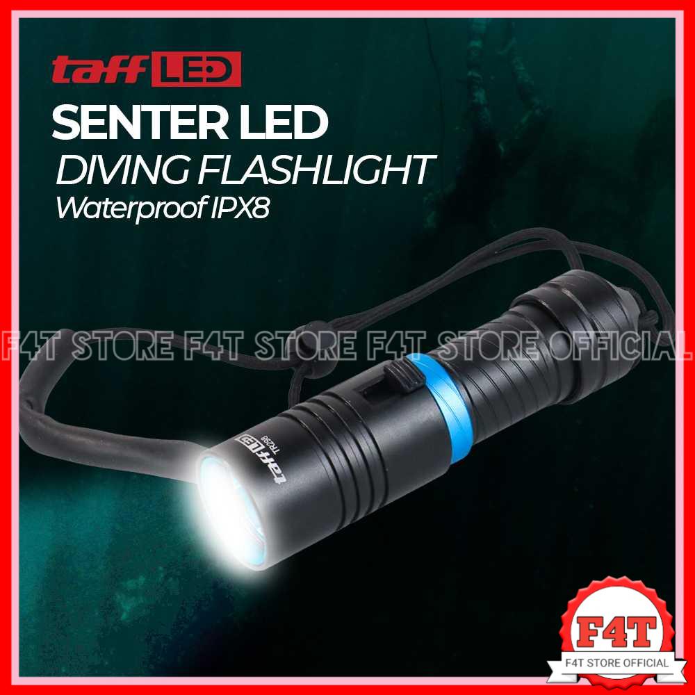 Senter Led Mini Super Terang Jarak Jauh Diving Flashlight Anti Air Waterproof L2 3800 Lumens FAT STO