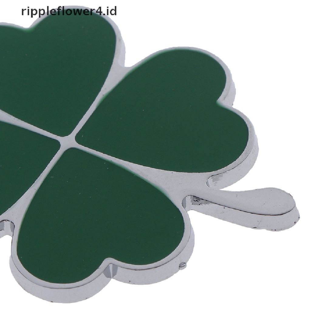 {rippleflower4.id} 1pc Gantungan Kunci Daun Hijau Stainless Fashion Empat Daun Semanggi Baja Lucky Key Chain~