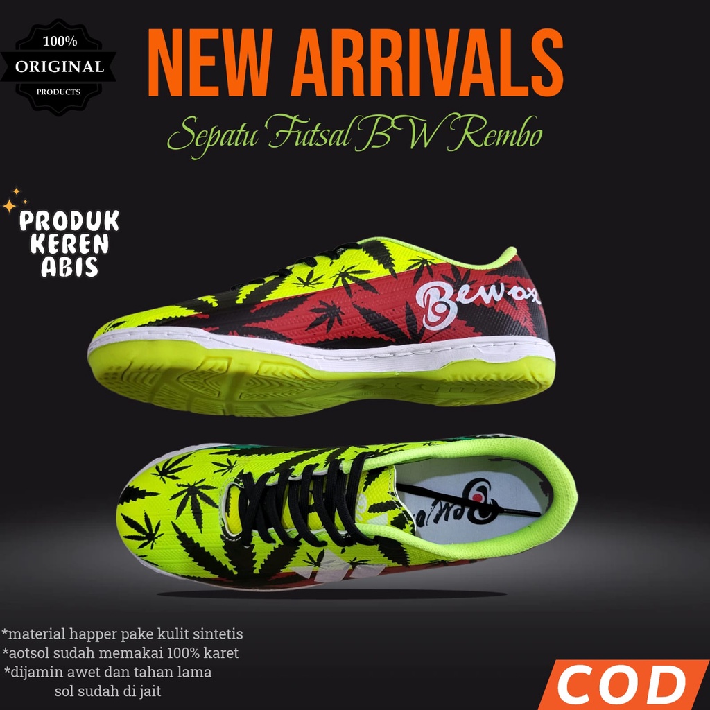 Sepatu Futsal Bewox BW Motif Rembo Untuk  Pria / Wanita Sepatu Futsal Pria Berkualitas Dan Original