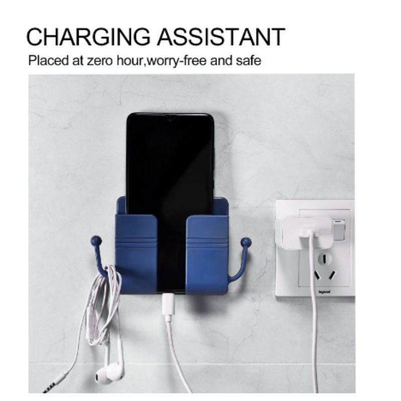 rak charger 2 kait tempel dinding / rak cas hp 2 kait