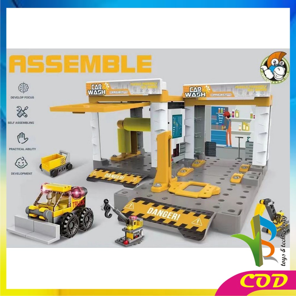 RB-M217 Mainan Mobil Mobilan Car Wash DIY Mobil Pemadam Kebakaran Mainan Bongkar Pasang Anak Dengan Obeng Mobil Polisi / Mobil Balap / Mobil Militer / Mobil Konstruksi