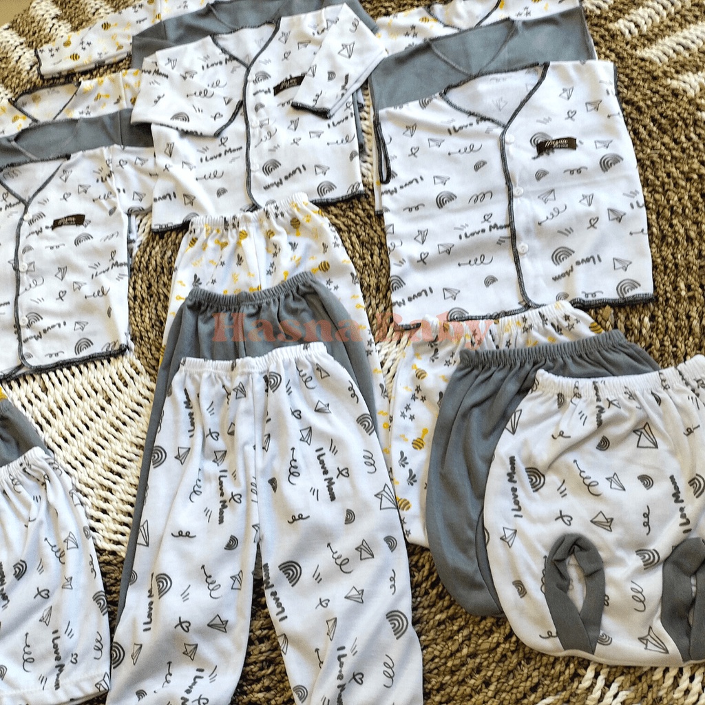 Paket Lahiran 18Pcs, Setelan Baju Bayi Baru Lahir Kekinian Warna Abu Baby Gift Set - Juragan Lebak