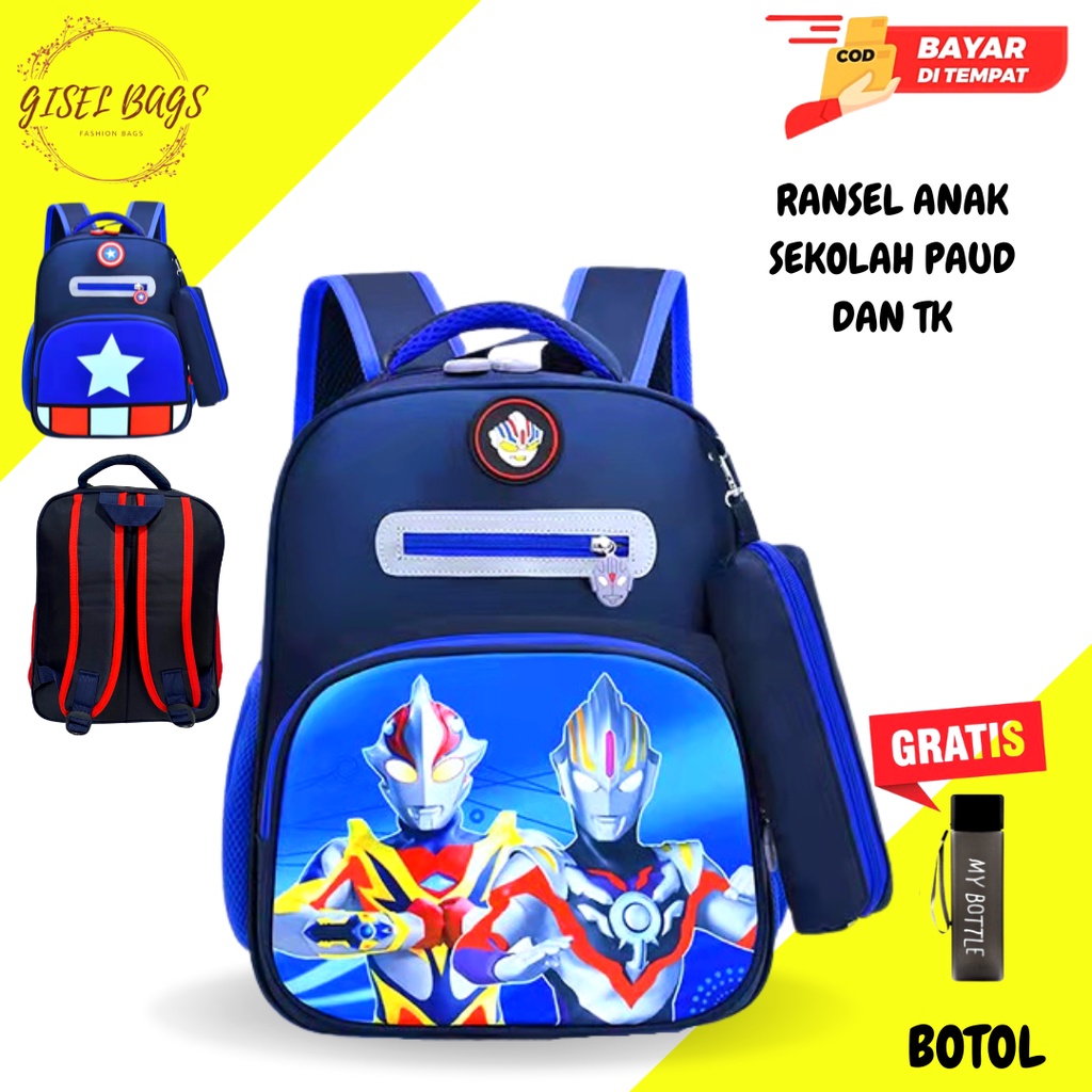 Tas Anak Ransel LAKI LAKI Sekolah Anak TK Tas Karakter Anak Backpack Motif Kartun Murah Import