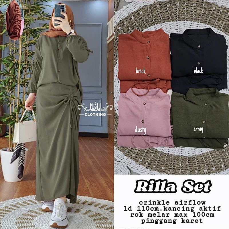 RILLA Set LD110 - Set Rok Crinkle Setelan Wanita Kekinian / 527-7161