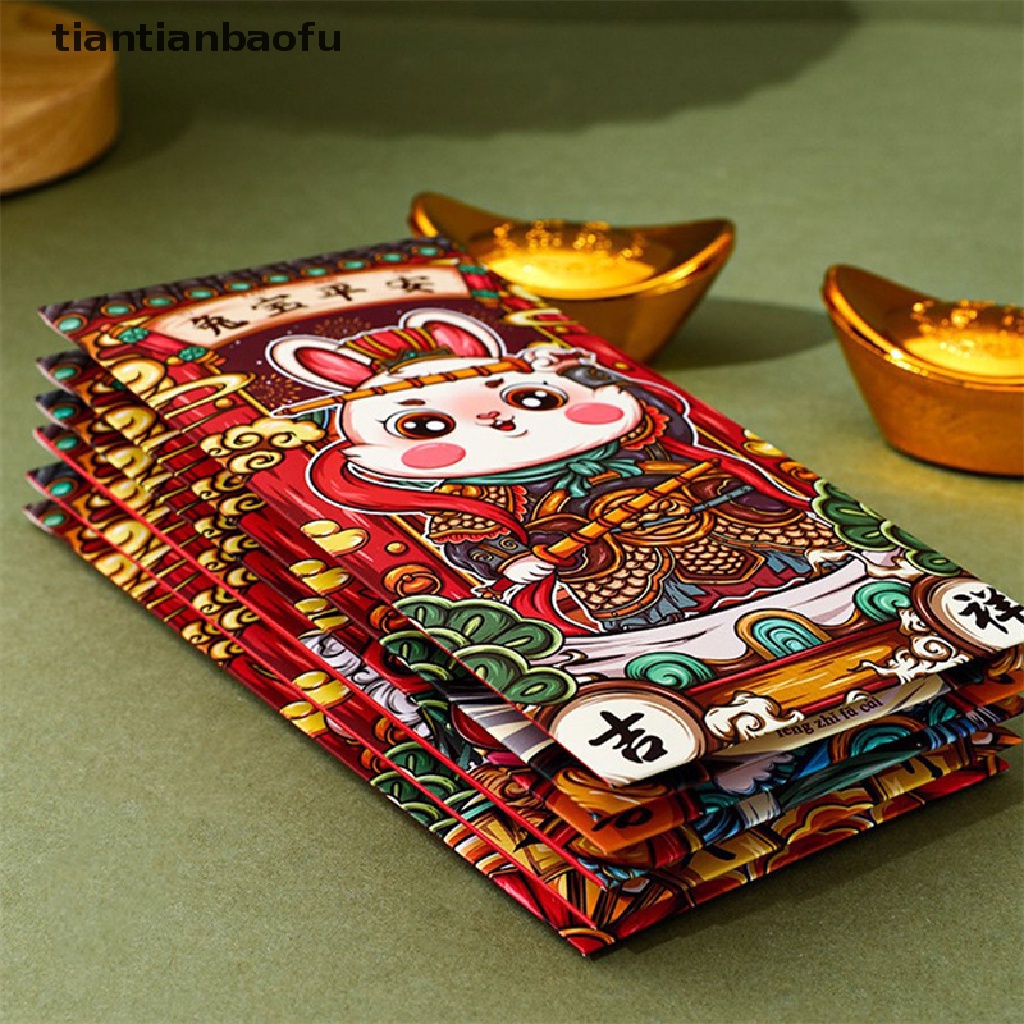 [tiantianbaofu] 2023tahun Baru Amplop Merah Festival Musim Semi Kelinci Lucu Kantong Merah Keberuntungan Paket Uang Kartun Hadiah Tas Butik