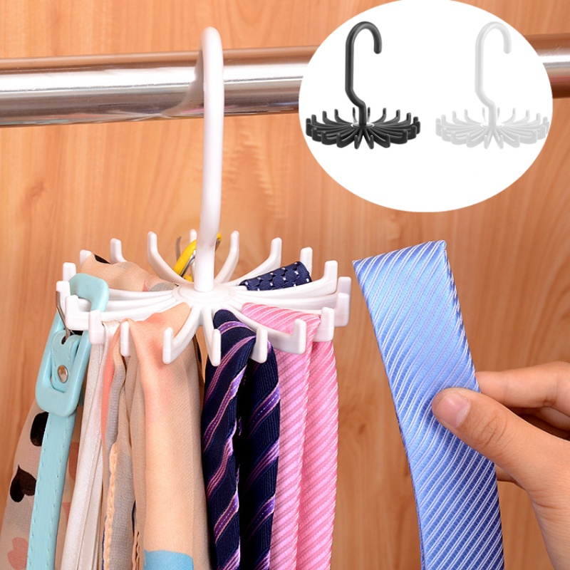 Kreatif Dasi Yang Dapat Diputar 360derajat Rak Gantungan Baju 20kukur Bulat Tempat Dasi Syal Organizer Twirling Sabuk Dasi Kait Keluarga Alat Penyimpanan
