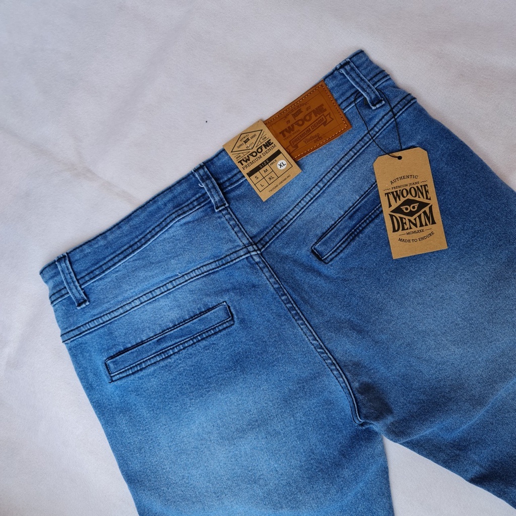 TWO ONE DENIM - Celana Jeans Panjang Pria - Jeans Pria Slim Fit Saku Bobok Denim Strecth