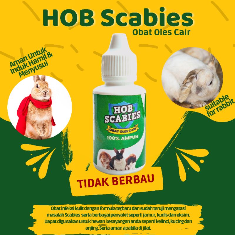 Obat Scabies Kelinci -HOB SCABIES 30 ML - Obat Oles Scabies Jamur Kelinci