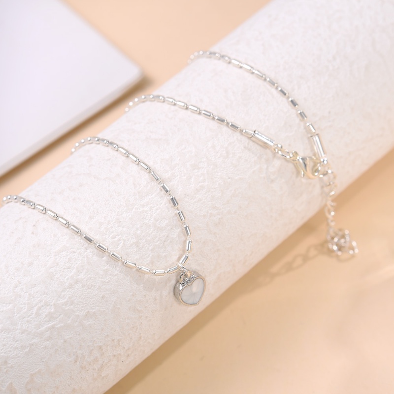Kalung Liontin Rantai Opal Berbentuk Hati Halus Trendi Untuk Wanita Temperamen Perhiasan Hadiah Pernikahan