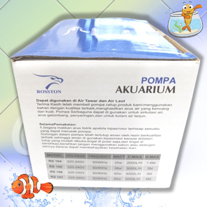 PROMO MURAH Pompa Kolam Aquarium Hidroponik ROSSTON RS 104