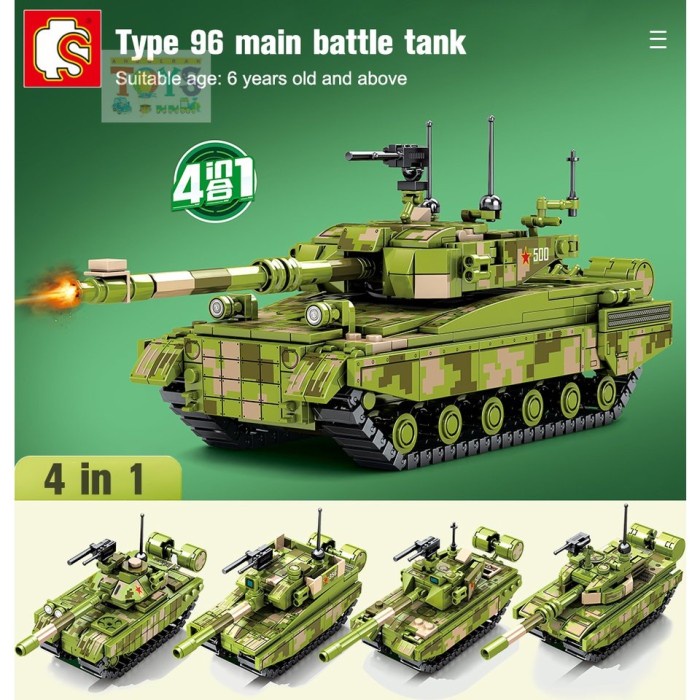 Sembo Block 4IN1 Type 96B Main Battle Tank Military Army 203101 - 04