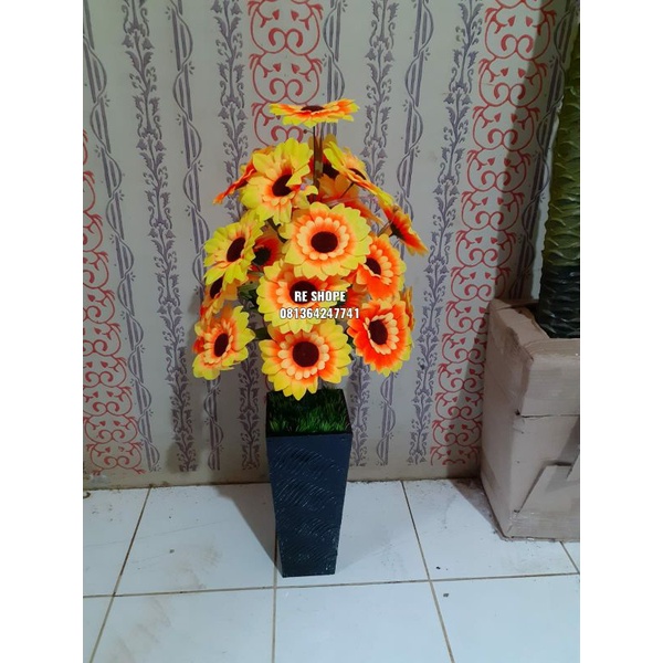 Bunga Matahari Bunga Hias Pohon Plastik Dekorasi Artificial