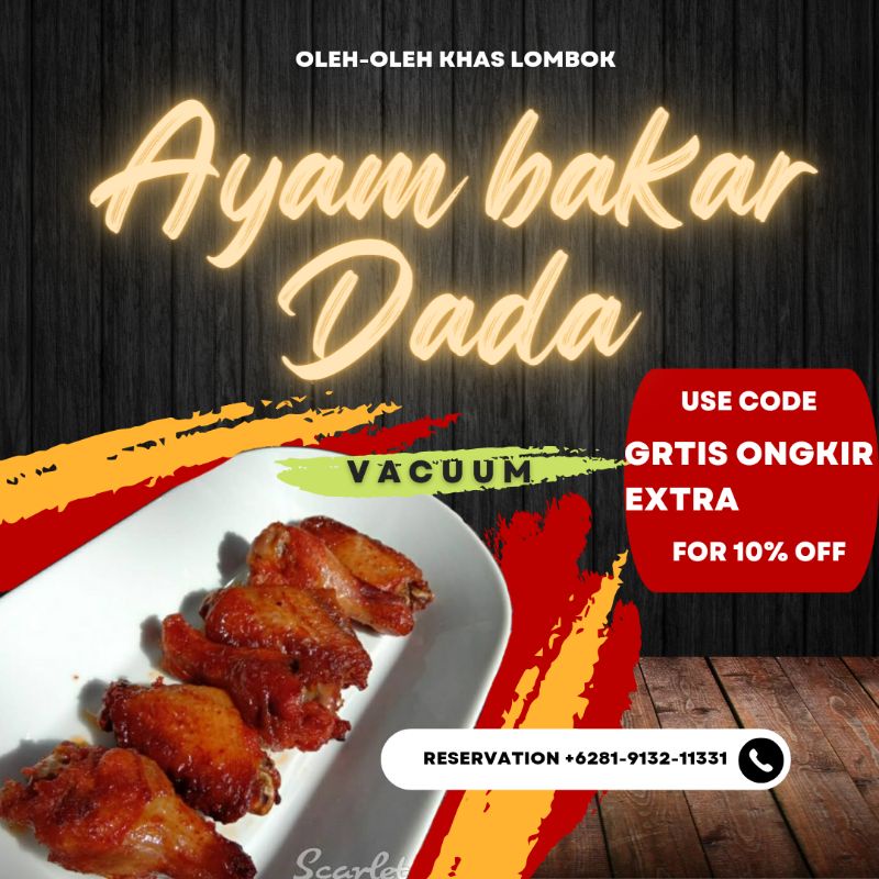 

Ayam Bakar dada + vacum + vakum + frozen food + khas oleh-oleh lombok