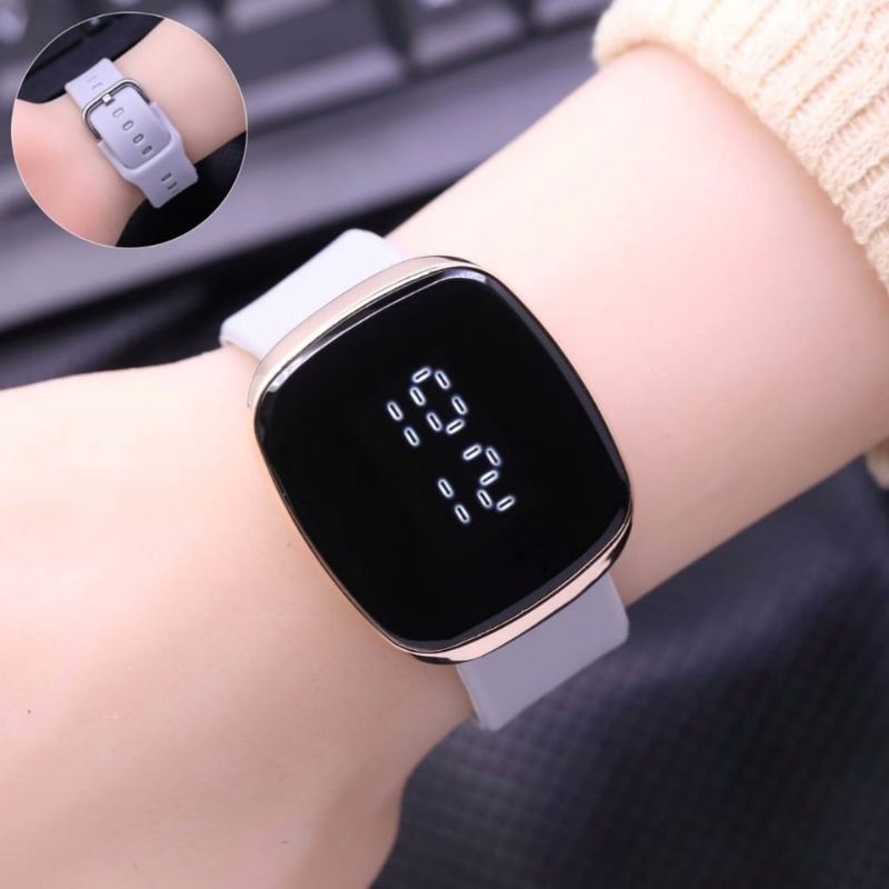 Jam Tangan Wanita Led Watch Digital Terbaru Strap Rubber/Silicon Jam Tangan Fashion Cewek Free Batrai Cadangan F. O. S