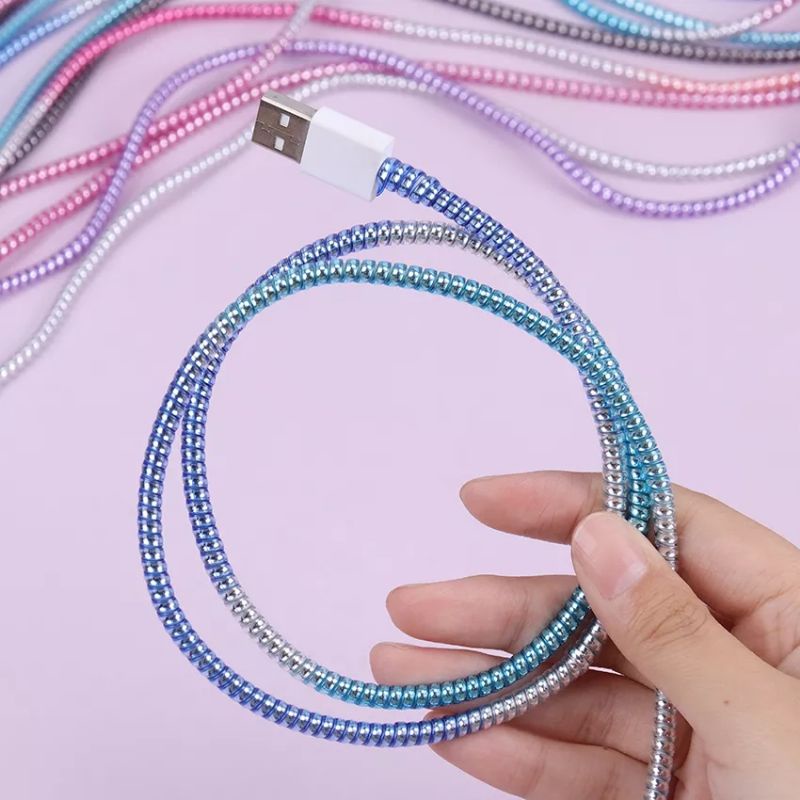 Pelilit Kabel Spiral Warna Metalic / Pelindung Cable Hp Charger Universal / Cable Protector Multicolor