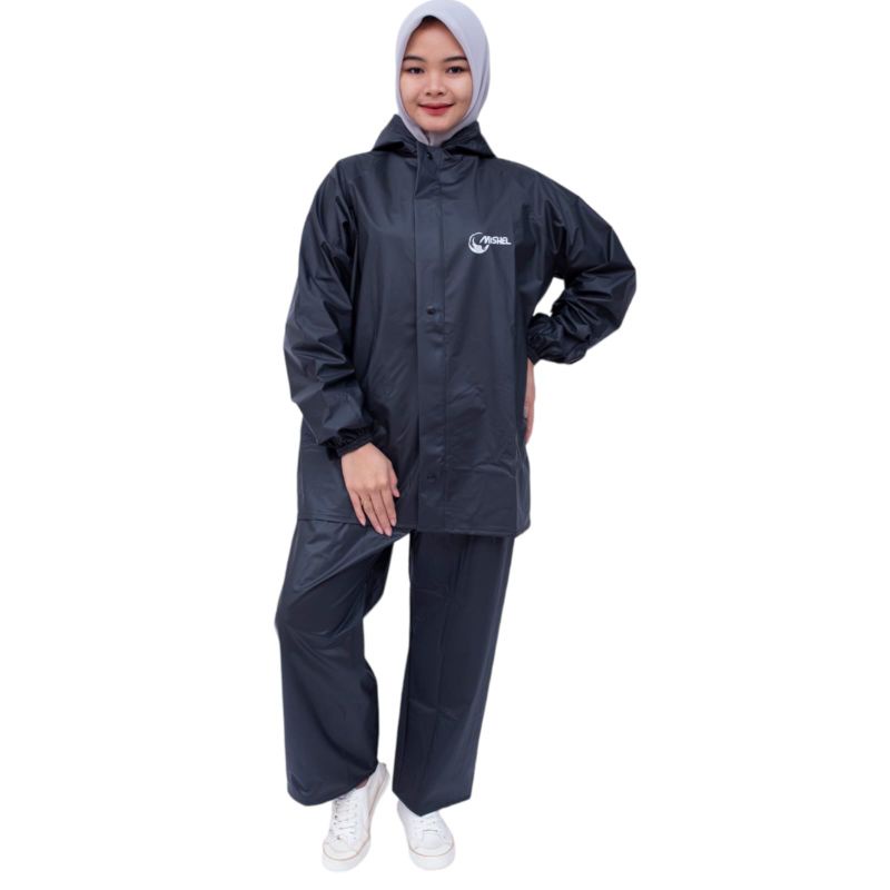 jas hujan RAINCOAT MISHEL setelan jaket celana pria wanita bahan tebal elastis tahan air