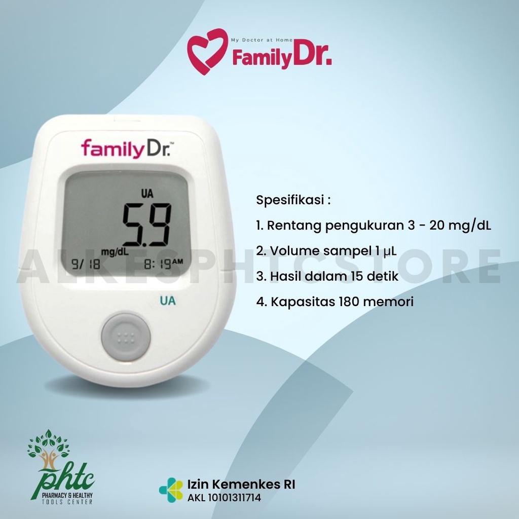 FamilyDR Alat Cek Asam Urat / Alat Test Asam Urat Family DR