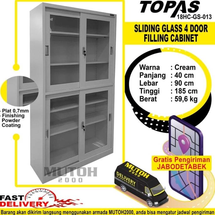 

NEW SALE LEMARI ARSIP LEMARI BESI FILLING CABINET 4 KACA SLIDING TOPAS GS-013 DISCOUNT