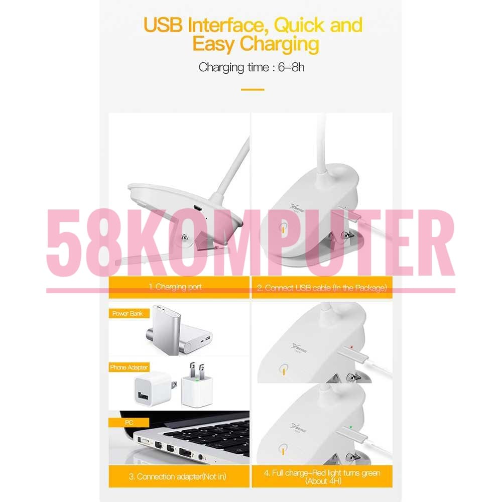 Lampu Meja Jepit Flexsible Lampu Meja Belajar Cas Lampu Meja Belajar Portable Lampu Meja Led Jepit Lampu Baca Portable Lampu Baca Led Lampu Tidur Led Lampu Meja Belajar Led Cas Rechargeable Desk Lamp Usb
