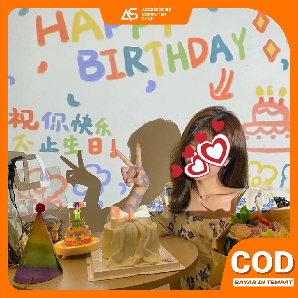 Happy Birthday Projector, Proyektor Mini Ulang Tahun Sudah Include Battery HM022 - ACS
