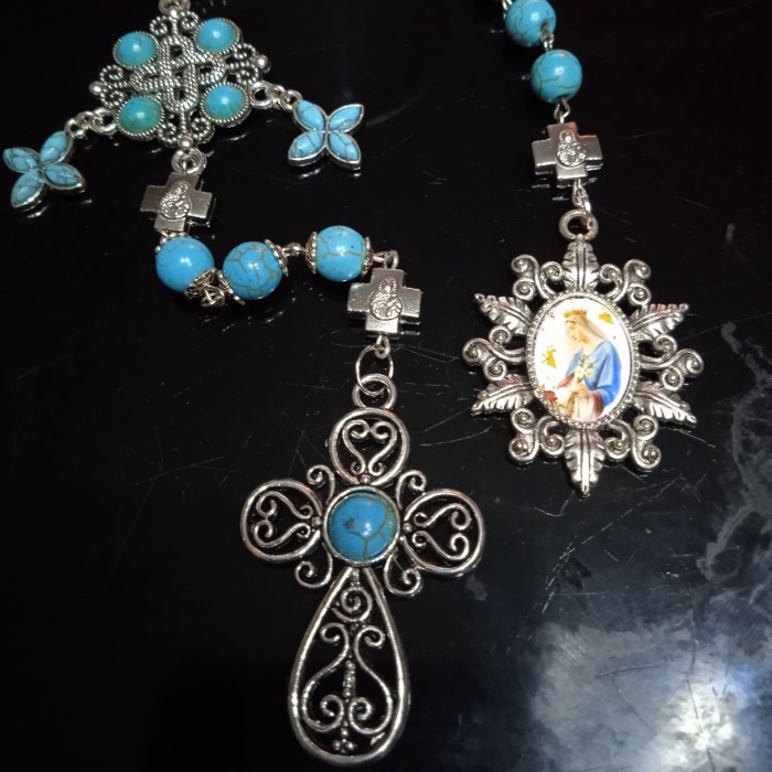 Rosario - Rosario Pendek Batu Pyrus Biru Turquoise - Hollishop