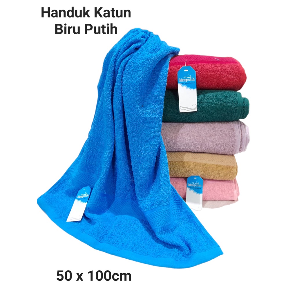 ATB Handuk Katun Biru Putih uk 50x100 (Handuk Mandi Nasional) Termurah