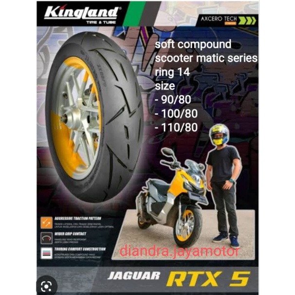 ban tubles kingland jaguar rtx-5 compound racing ring 14 series ( 90/80 - 100/80 - 110/80 ) free pentil 100% original