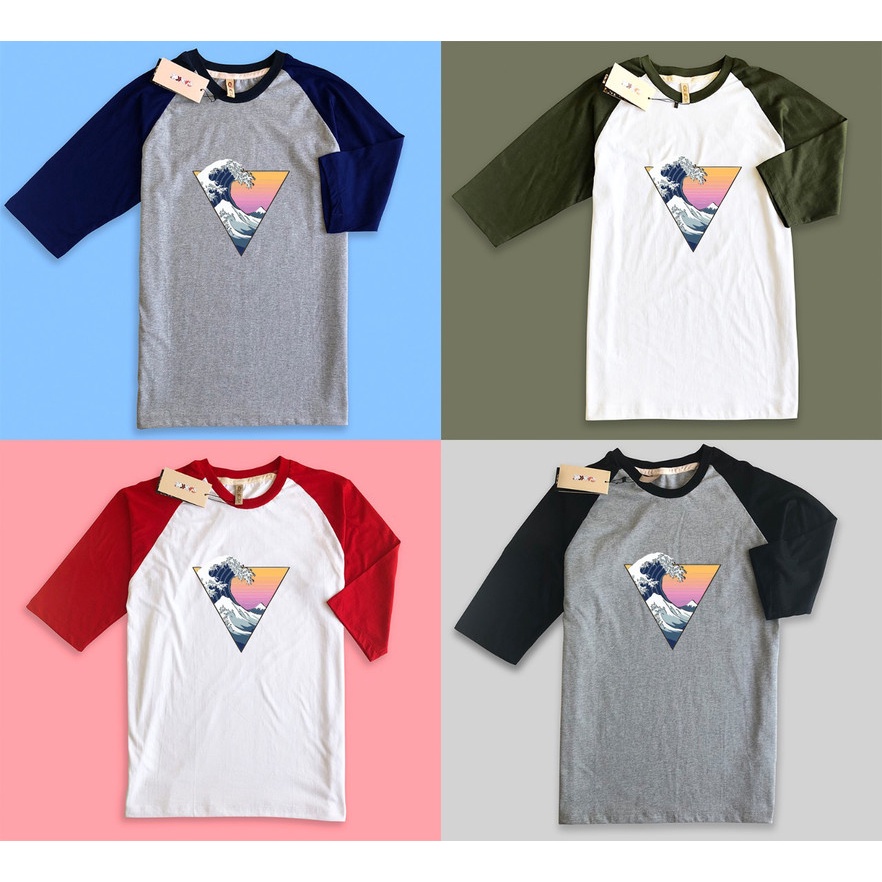 Kaos Raglan Premium CAMOE Japan Wave Ombak Jepang