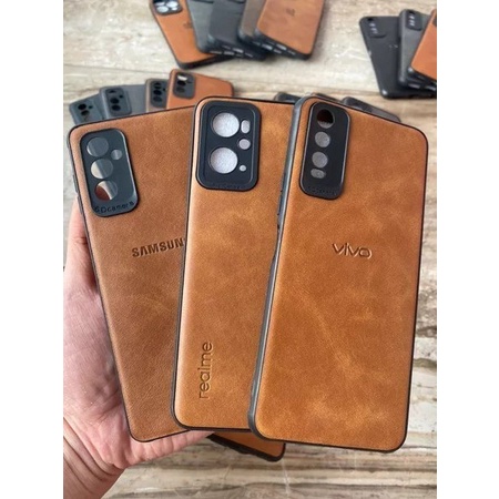 Luxury Leather Case Vivo Y01/Y1S/Y12S/Y19/Y20/Y20I/Y20S/Y31/Y53S/Y71/Y75 with Logo Softcase Kulit Sintetis Premium