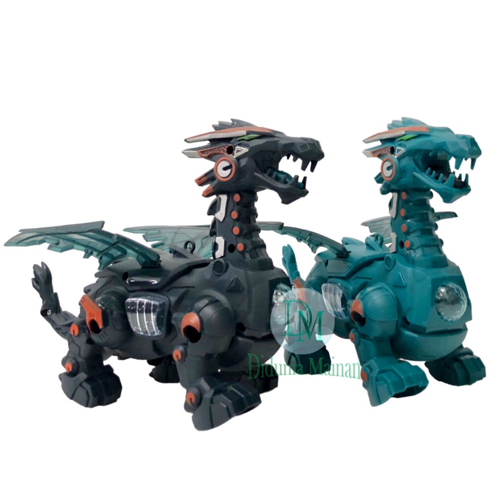 Mainan robot anak figure dino dinosaurus naga elektrik berjalan
