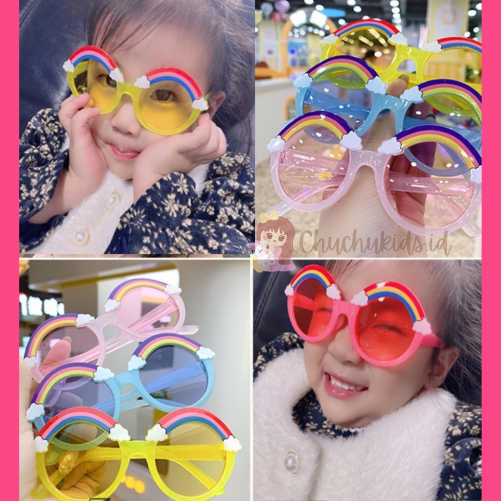 Kacamata Anak Kacamata Hitam Anak perempuan laki laki model Korea Kartun Lucu Pelangi Kacamata Bayi Pelangi