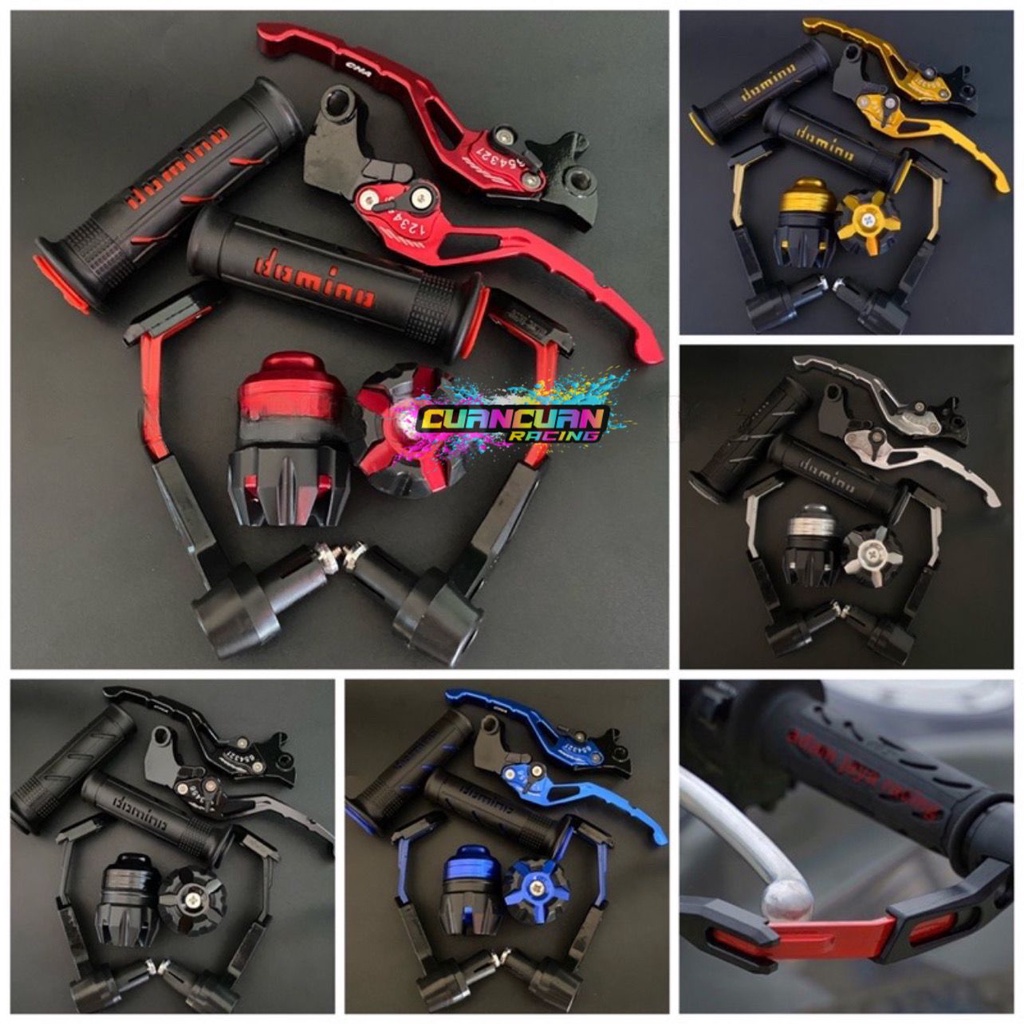 [PAKET MURAH] Handgrip Domino+Jalu as roda+Proguard robot+Handle Variasi cnc Nmax-PCX-Aerox-Vixion-Beat-Mio-Vario-Tiger-Mx-Lexi-Vario150-CBR-R15 v3-Fu-Mio j-Scorpio-Rx king-ADV-Versa-Freego