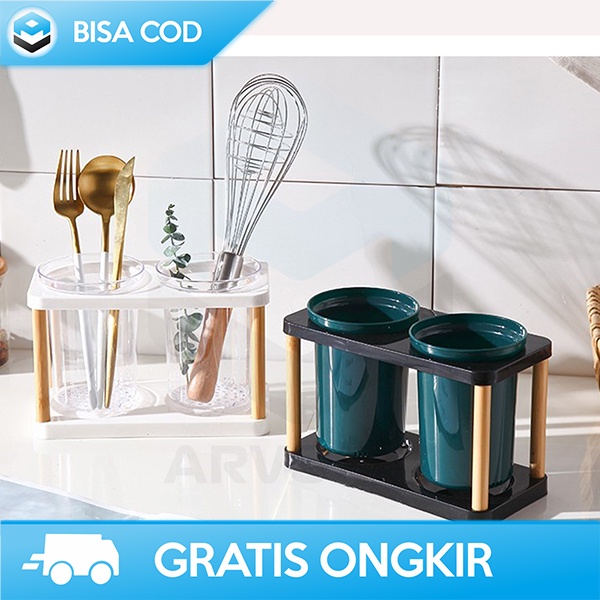 WADAH SENDK GARPU TEMPAT PERALATAN MAKAN KITCHEN ORGANIZER TRANSPARAN