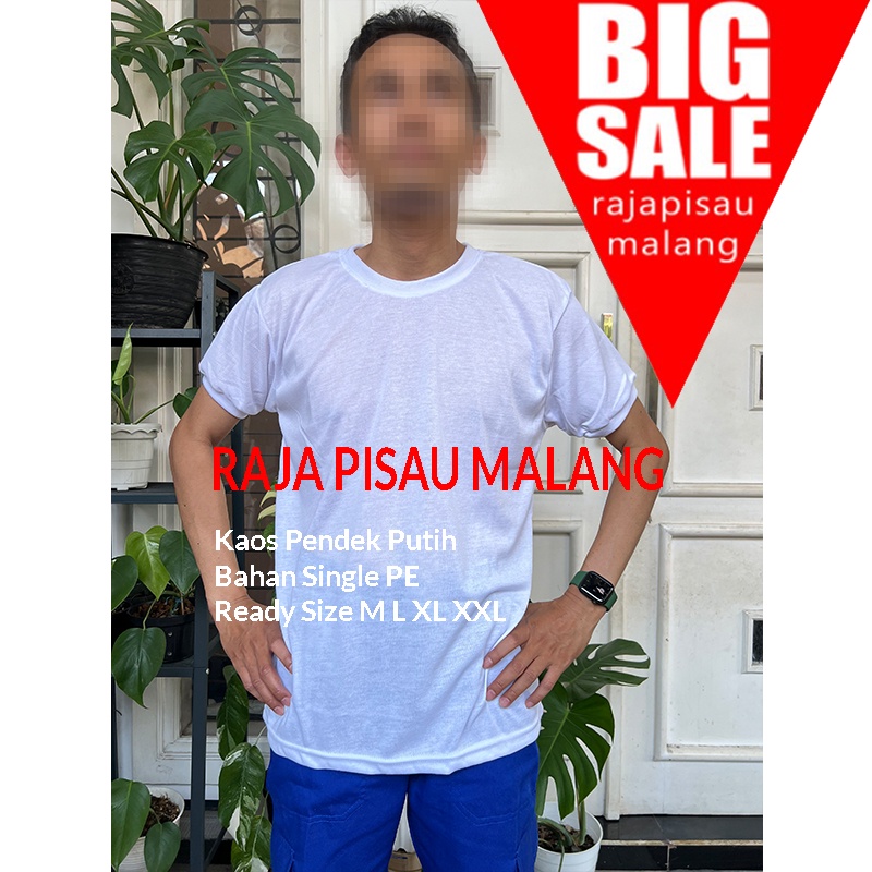 Kaos Putih Polos Pendek Kerah Biasa Bahan Pe