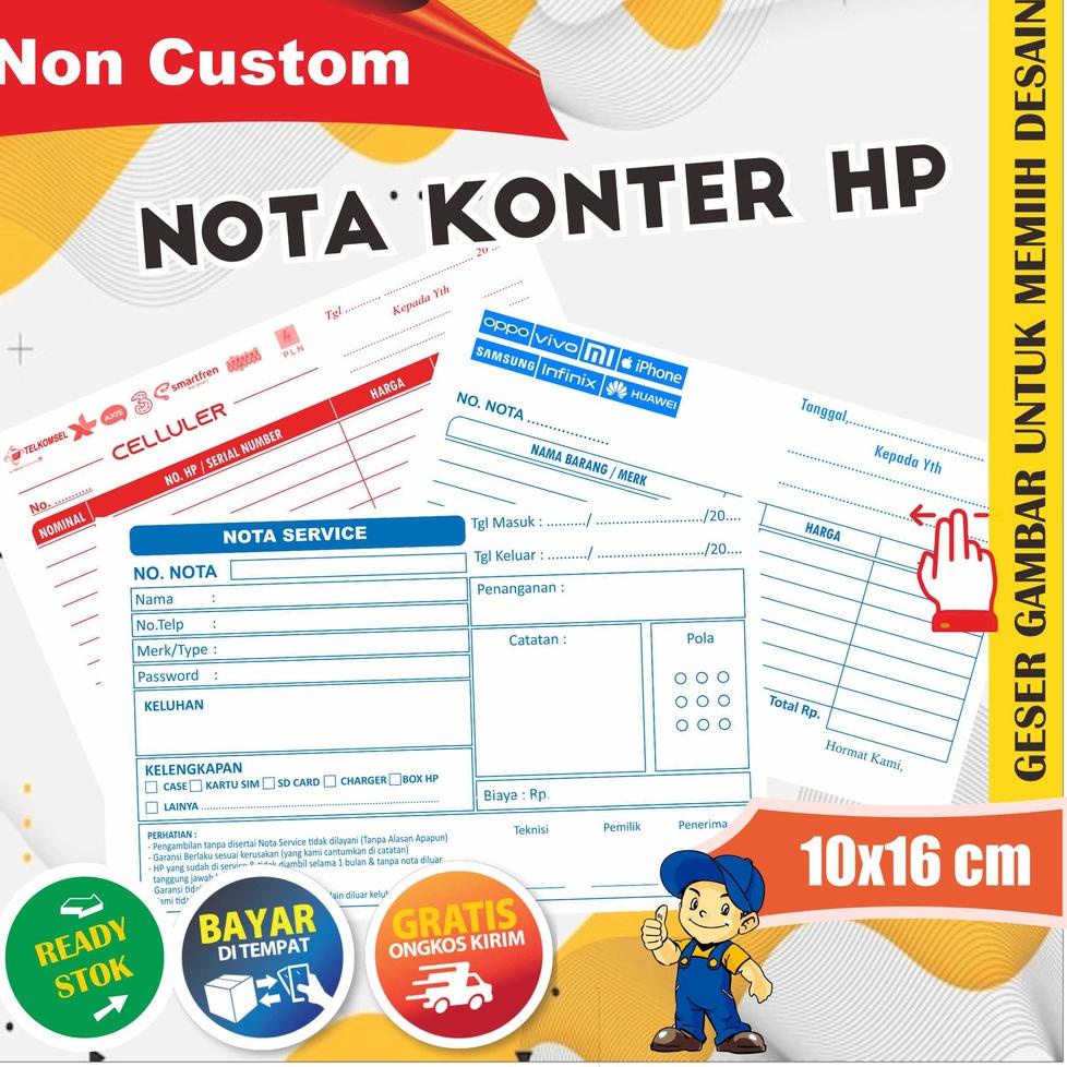 

(M-X2X-✓) Nota Konter Hp - Servis, Pulsa dan Penjualan 2 ply Rangkap murah