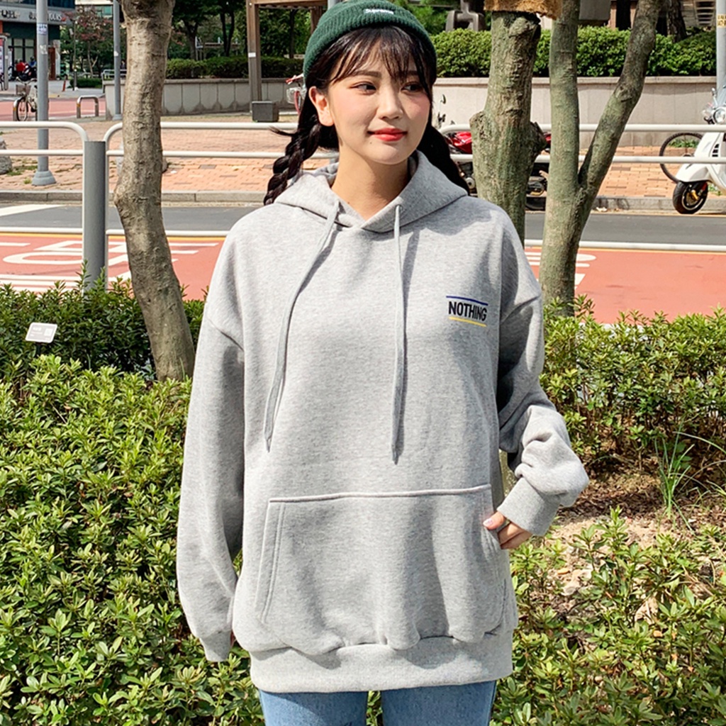 Hoodie Nothing Oversize Korean Style Street Wanita Dan Pria  L - XL - XXL - XXXL