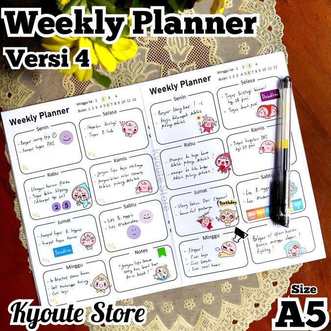 

Buku My Weekly Planner A5 Kyoute Versi 4 Perencanaan Agenda Schedule