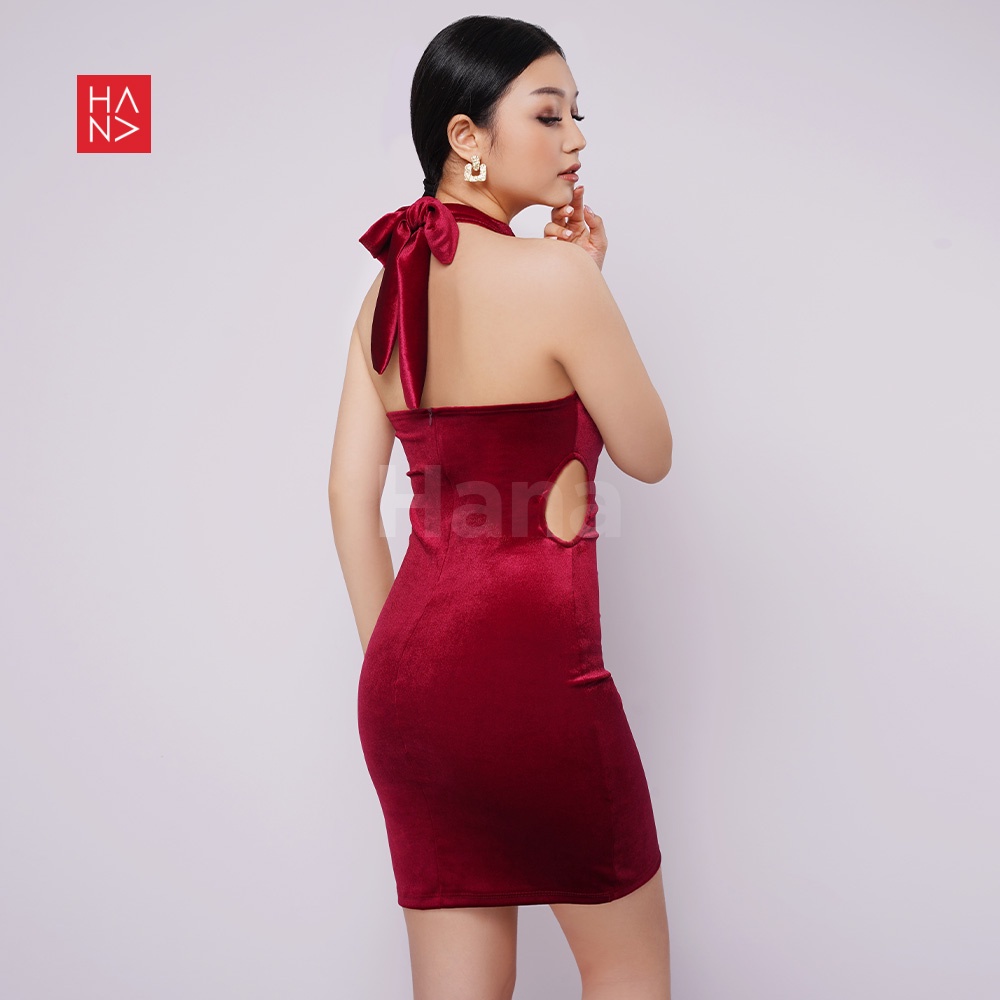 HanaFashion - Sherin Halter Mini Dress / Dress Wanita - CD094