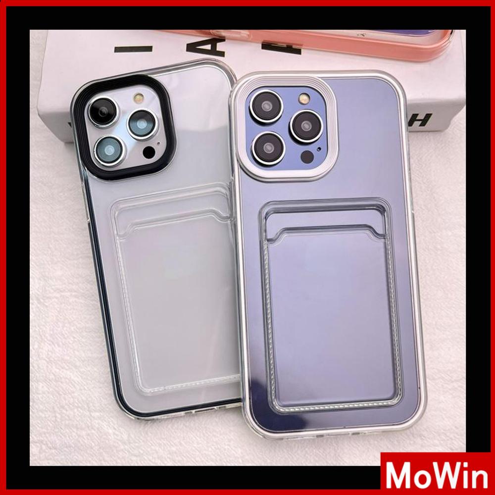 For iPhone 14 Pro Max iPhone Case 3 in 1 Card Holder Clear Case Candy Color Shockproof Protection Camera Black White Pink Purple Compatible For iPhone 13 Pro max 12 11 xr 7plus