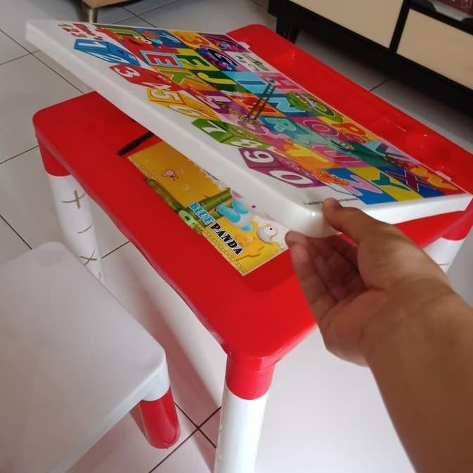 HARGA TERMURAH 8129 KLF - (1 SET MEJA KURSI ) MEJA BELAJAR + KURSI ANAK SET AKAKO PLASTIK ボ