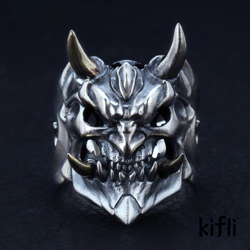 [KD] Electroplating Skull Opening Adjustable Alloy Mask Ring Cincin Dua Warna