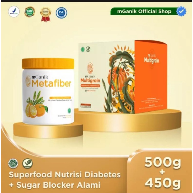 mGanik Multigrain 500gr + mGanik Metafiber 450gr - Suplemen Serat Diabetes