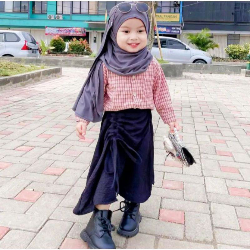 ROK SERUT CRINKLE Airflow KERUT Anak Perempuan L 4-5 Tahun