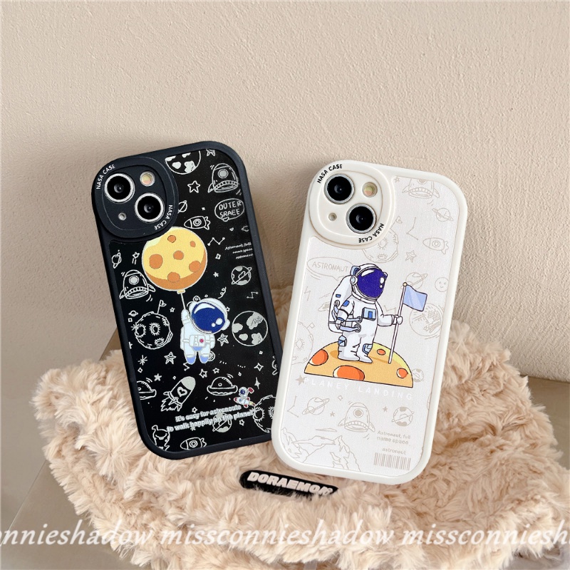 Couple Case Compatible for IPhone 6 6s 7 8 Plus 11  13 12 14 11 Pro Max 14 Plus XR X XS MAX SE 2020 Trendy Brand NASA Soft TPU Cartoon Astronaut Space Phone Cover