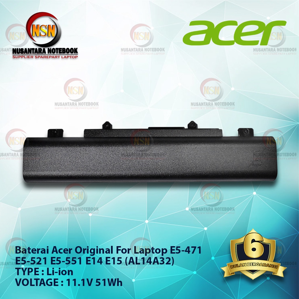 Baterai Acer Original AL14A32 For Laptop E5-471 E5-521 E5-551 11.1V 51Wh