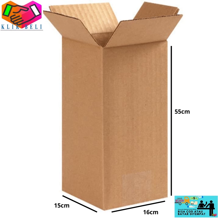 

Kardus Box Polos Persegi Panjang Ukuran 15x15x55 cm