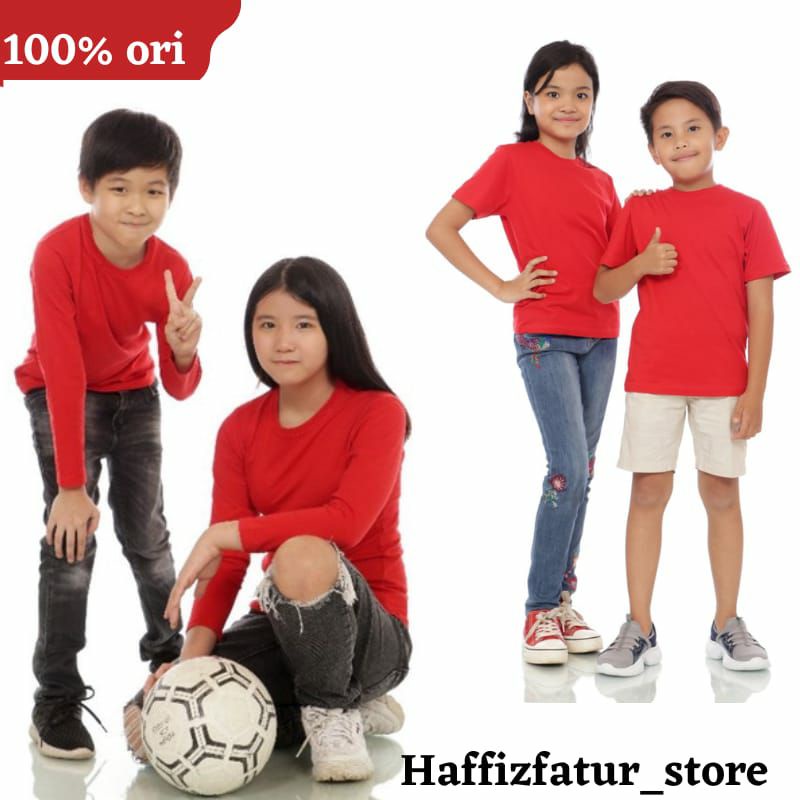 Kaos Anak Polos Laki laki Perempuan Lengan Pendek Lengan Panjang, Kaos Polos anak tanggung, Lakilaki